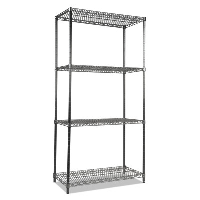 Alera ALESW342416BA 28 in. x 16 in. x 39 in. 500-lb. Capacity Three-Tier  Wire Rolling Cart - Black Anthracite
