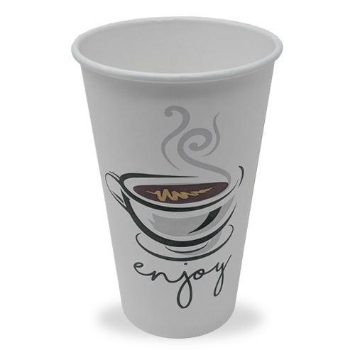 Printed White Paper Coffee Cup 16 oz. - 1000/Case 