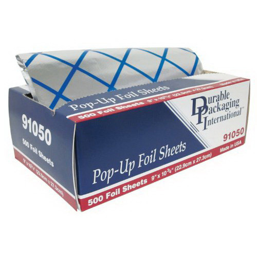 Durable Packaging Interfold Aluminum Foil Sheet Blue Stripe, 10.75 inch Length x 9 inch Width | 500/Pack, 6 Pack/Case