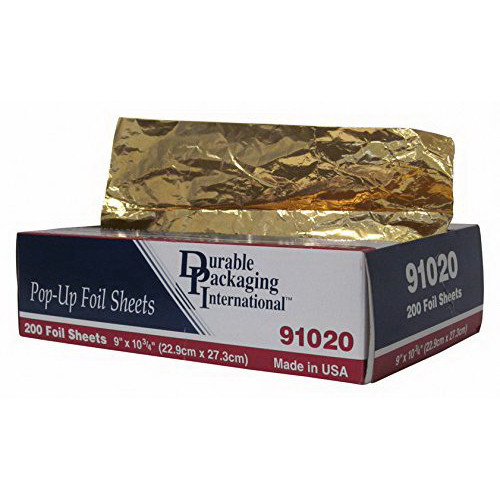 Durable Packaging Interfold Aluminum Foil Sheet Gold, 10.75 Length x 9 Width | 200/Pack, 12 Pack/Case