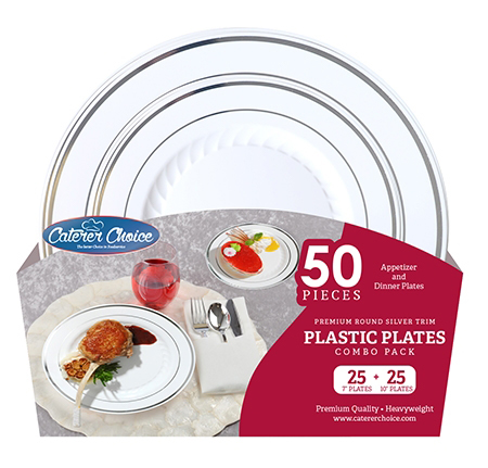 Fineline Settings Caterer's Choice Plastic Plate, 1116050, White w