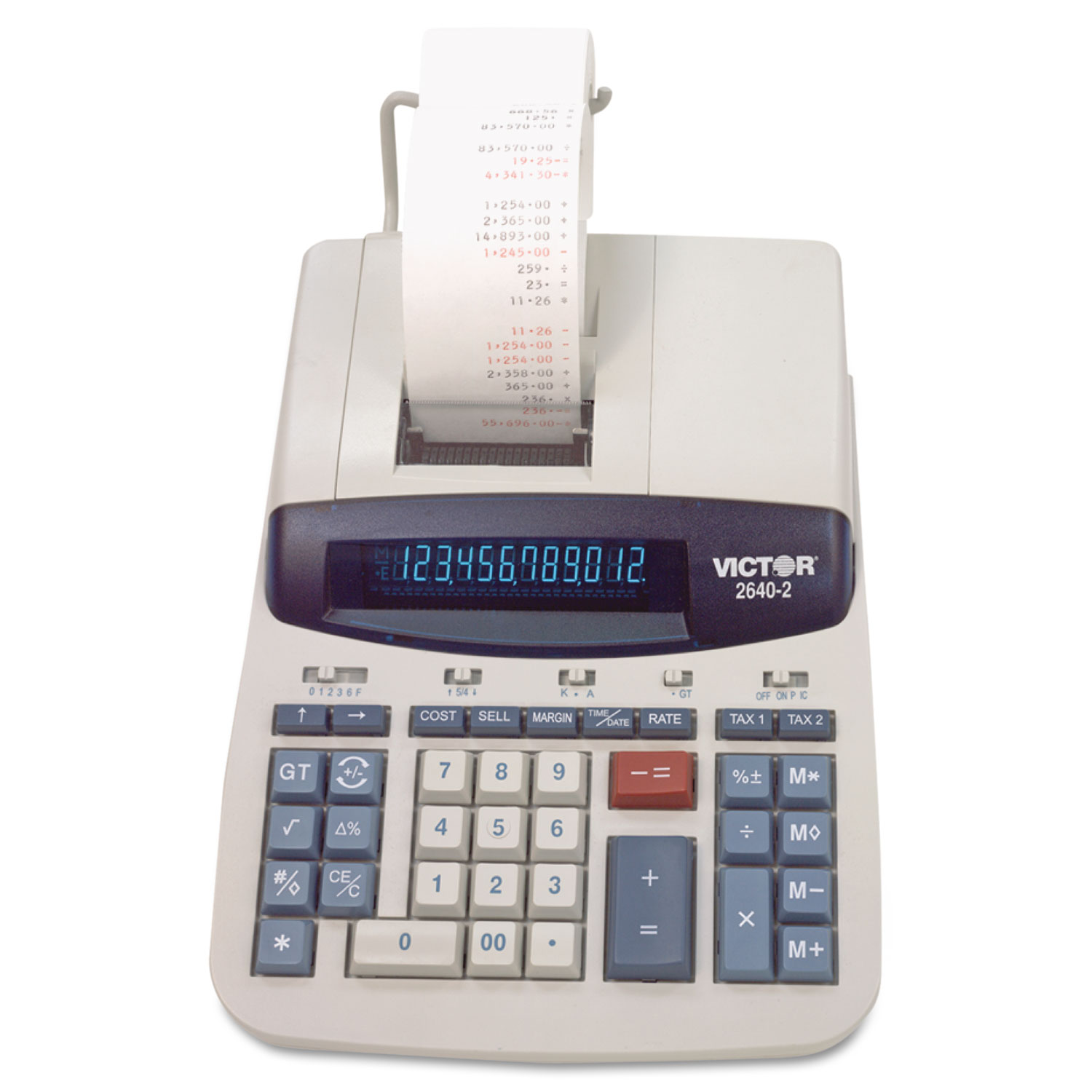 Victor® 2640-2 Two-Color Printing Calculator, Black/Red Print, 4.6