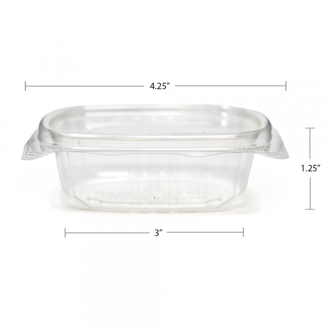 Eatery Hinged Lid Plastic Deli Food Container, RPTHLD4, Clear PET, 4 oz., 400/Case