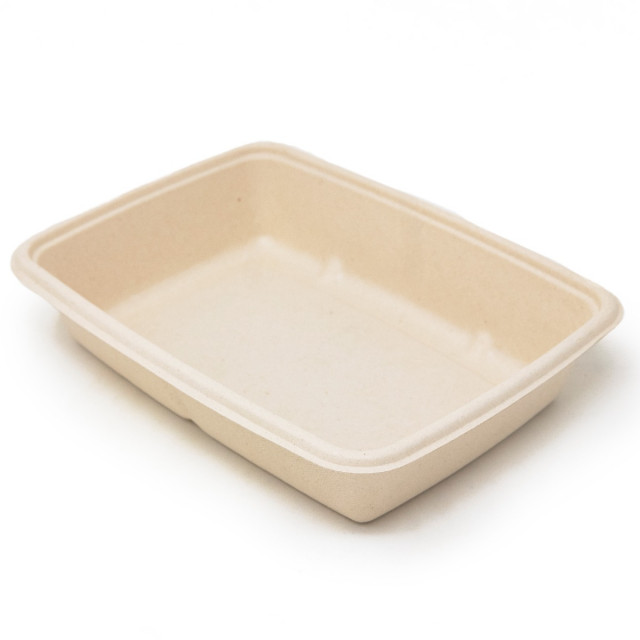 Pulp Tek Rectangle Clear Plastic Dome Lid - Fits Bagasse 5-Compartment Food Tray - 100 Count Box