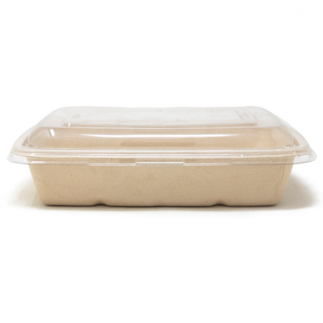 Sabert Flat Lid, 51601F300PCR, Clear Rectangle PET, For 20 & 30 oz. Pulp  Containers, 300/Case