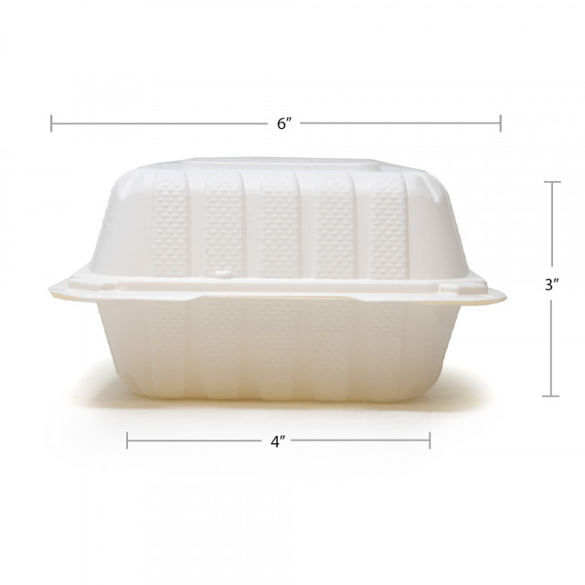 Clamshell Take Out Food Containers 6 x 6” (50 Pack) 1-Compartment,  Disposable To Go Container, Togo Boxes With Lids, Trays for Lunch, Dinner