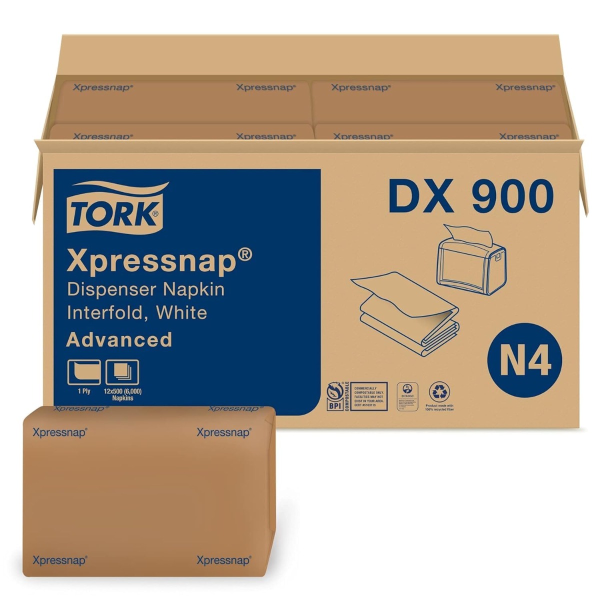 Tork DX900 Advanced Xpressnap Dispenser Napkin Refills, White | 12