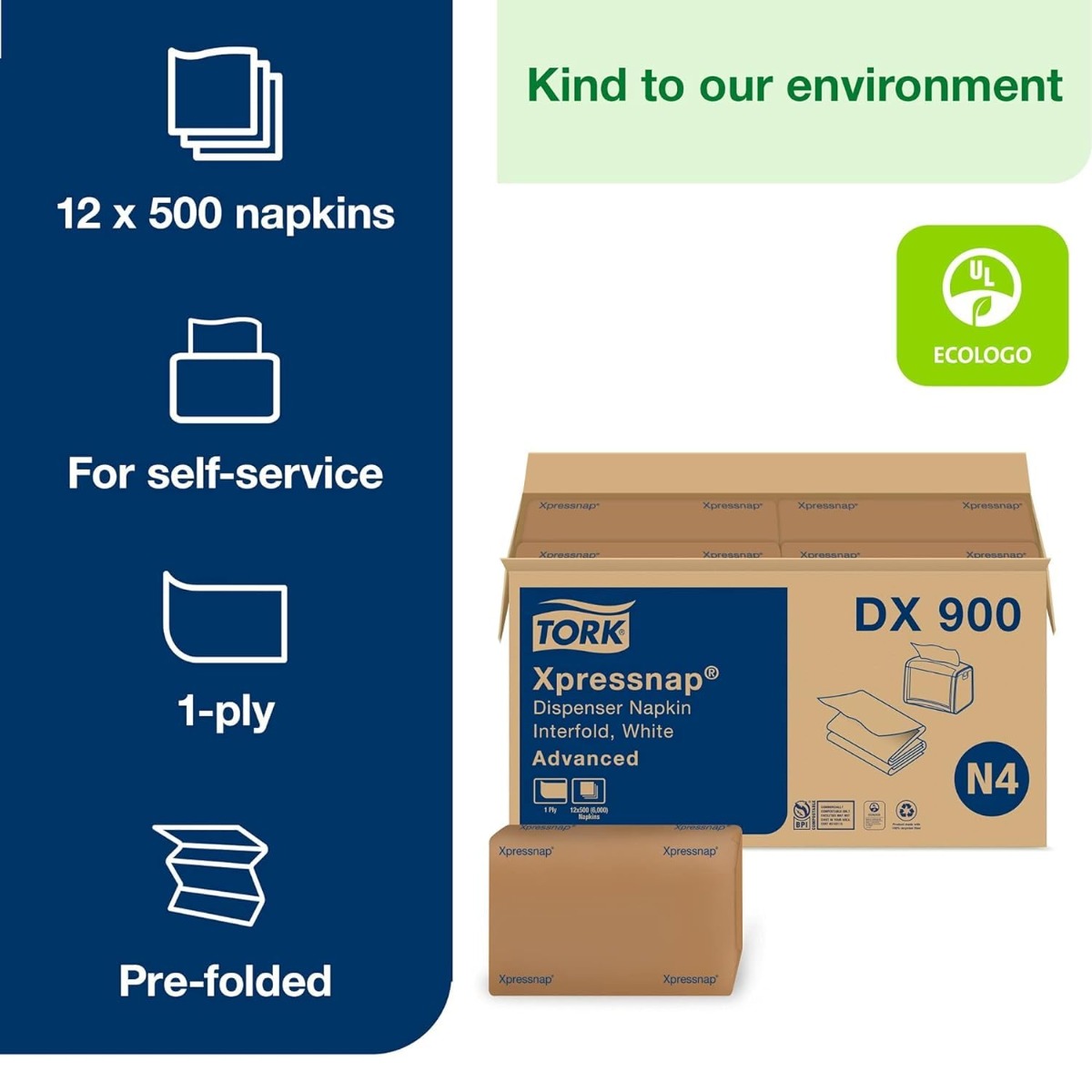 Tork DX900 Advanced Xpressnap Dispenser Napkin Refills, White | 12