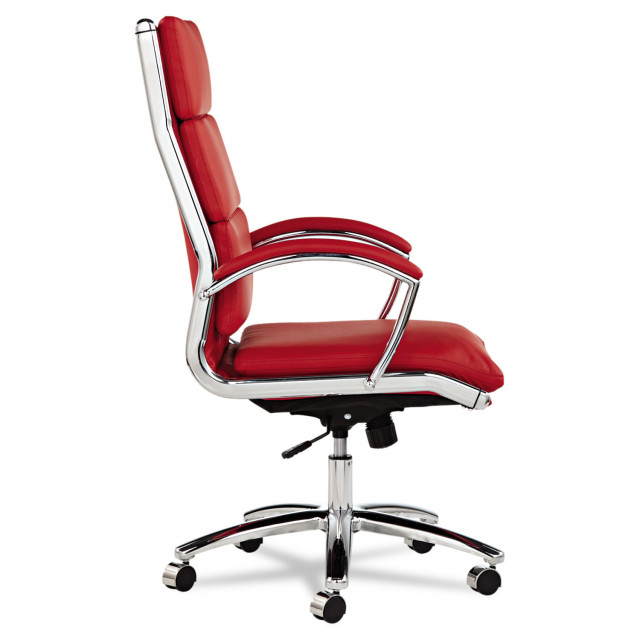 Alera Alera Neratoli High Back Slim Profile Chair Faux Leather Up to 275 lb 17.32 to 21.25 Seat Height Red Seat Back Chrome Quipply