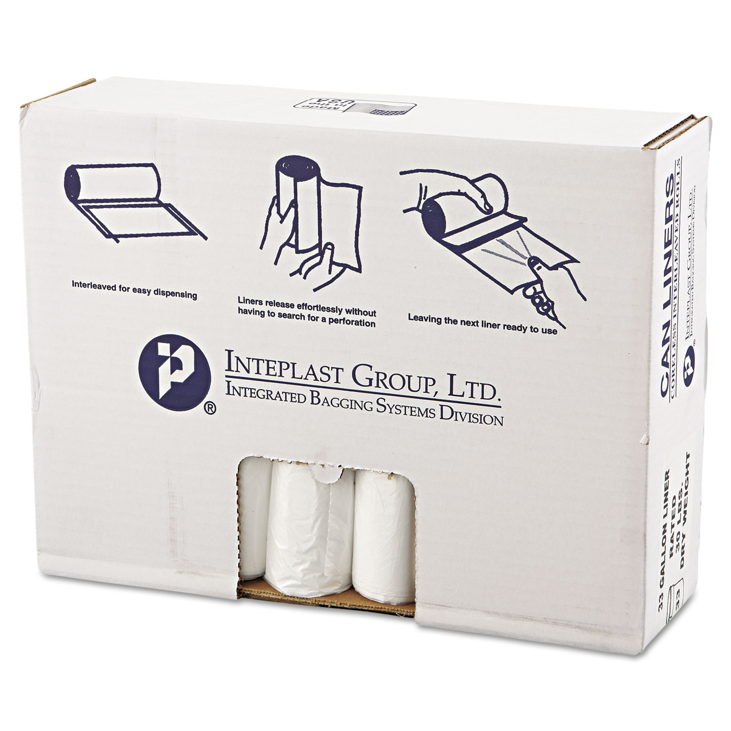 Inteplast Group Institutional Low-Density Can Liners, 10 gal, 1.3 mil, 24 x 23, Red, 250/Carton