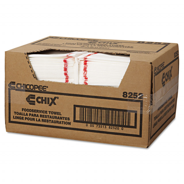 Food Service Towels, Cotton, 13 x 21, White/Red, 150/Carton Food Service Towels, Cotton, 13 x 21, White/Red, 150/Carton