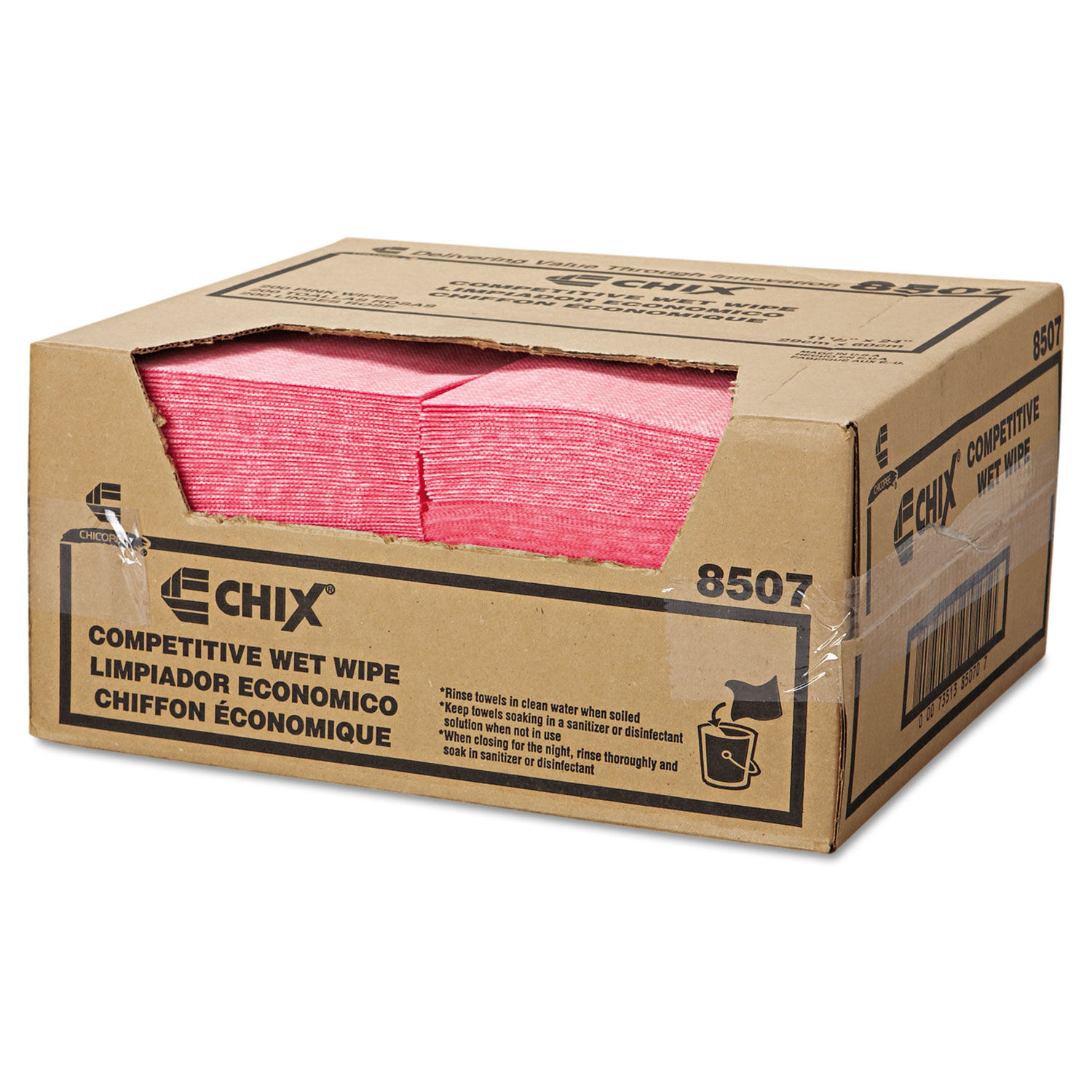 Chix® Wet Wipes, 11 1/2 x 24, White/Pink, 200/Carton | Quipply