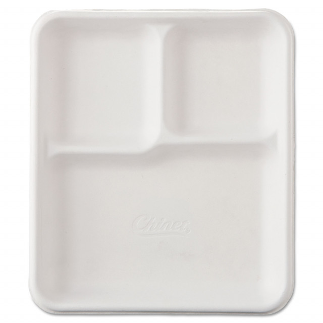 Huhtamaki Chinet Black Heavyweight Plastic 3 Compartment Plate 10 -  500/Case