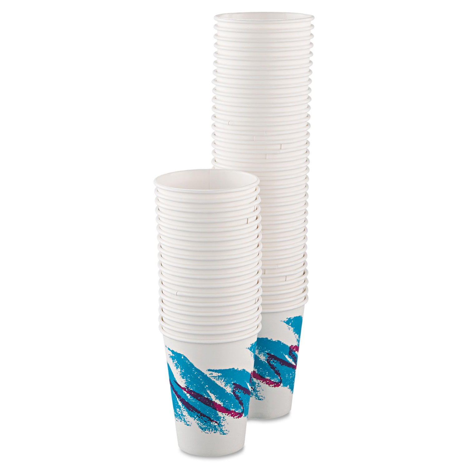 SOLO® Jazz Paper Hot Cups, 8 oz, White/Green/Purple, 50/Bag, 20 Bags/Carton