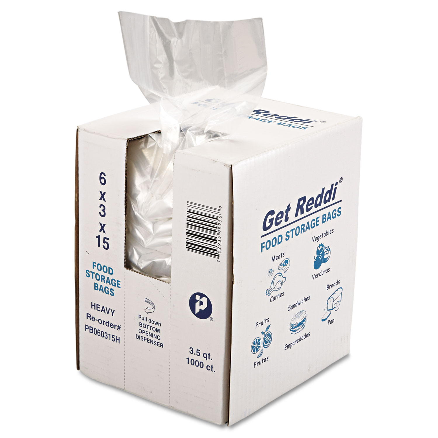 Inteplast Group PB060315 Get Reddi 6 x 3 x 15 Plastic Food Bag -  1000/Case