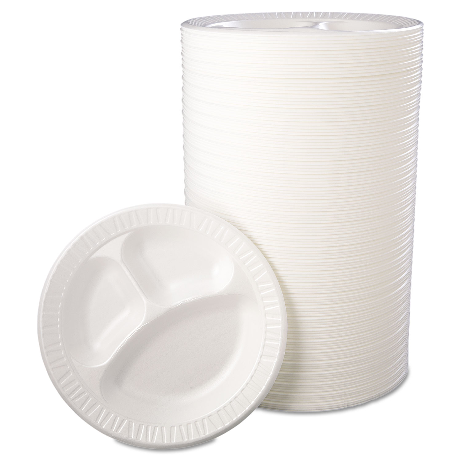 Pactiv Laminated Foam Dinnerware, 3-Compartment Plate, 10.25 Diameter,  White, 540/Carton