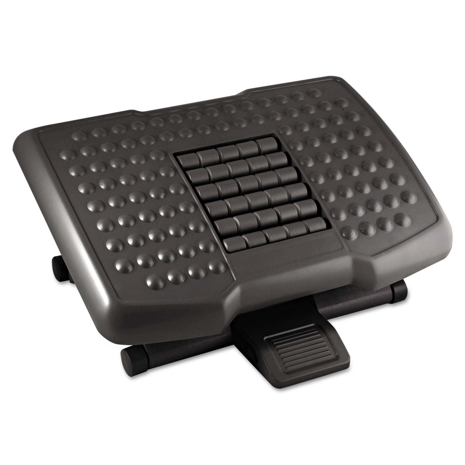 Kantek FR750 Premium Adjustable Footrest with Rollers, Plastic, 18W x 13D x 4H, Black