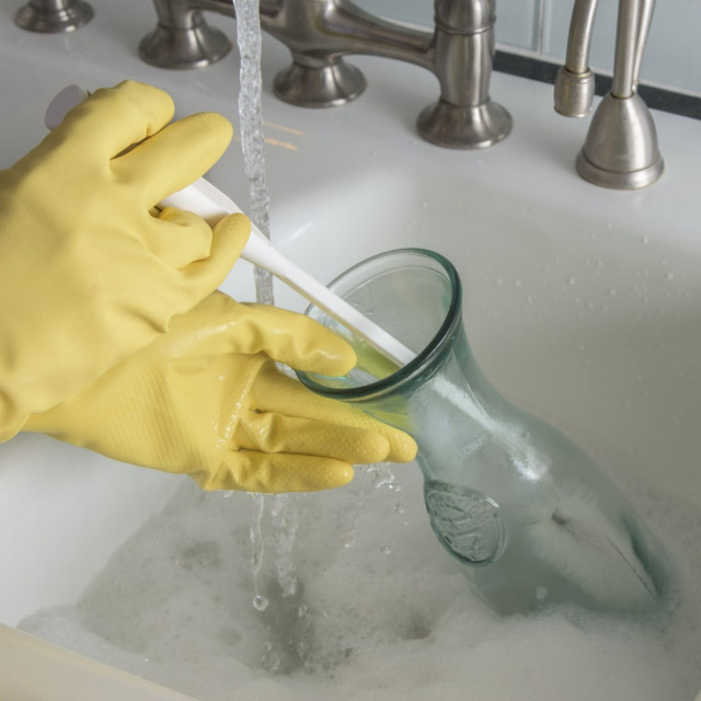 3pcs Dishwashing Foam Sponge Brush with Adjustable Long Handle Bottle Scrubber Cleaning Brushes Cleaner Soft for Baby Bottle Kitchen Clean Glasses