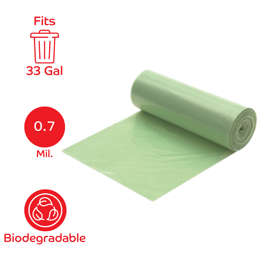World Centric Compostable Trash Bags, 13 gal, 0.6 mil, 23 x 29, Green, 20 Bags/Roll, 10 Rolls/Carton