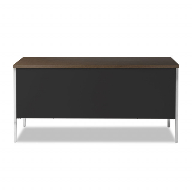 Double Pedestal Steel Credenza, 60w x 24d x 29.5h, Mocha/Black