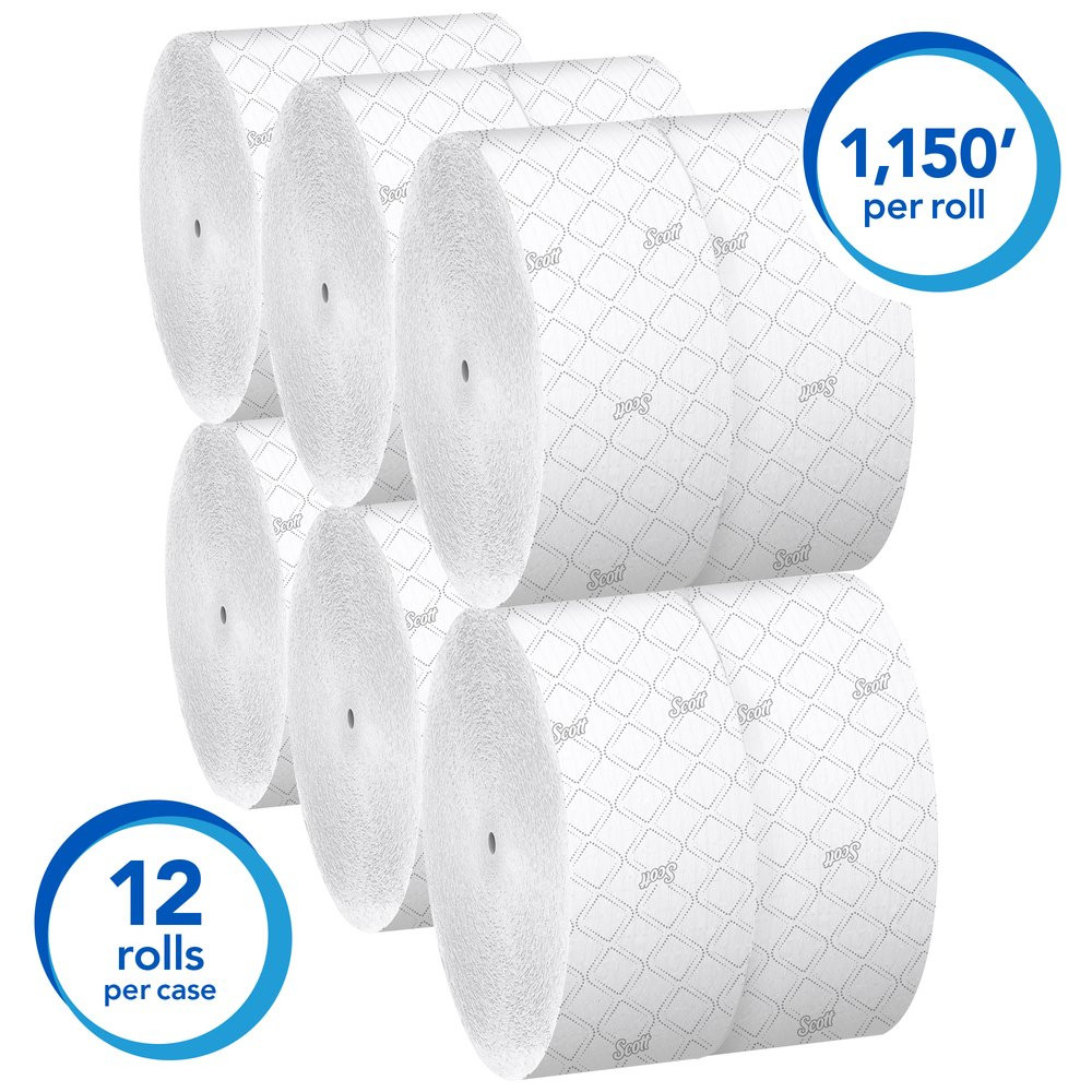 Scott Essential Jumbo Roll Toilet Paper, 07006, Coreless, 3.78″ x 1150′, 12 Roll/Case