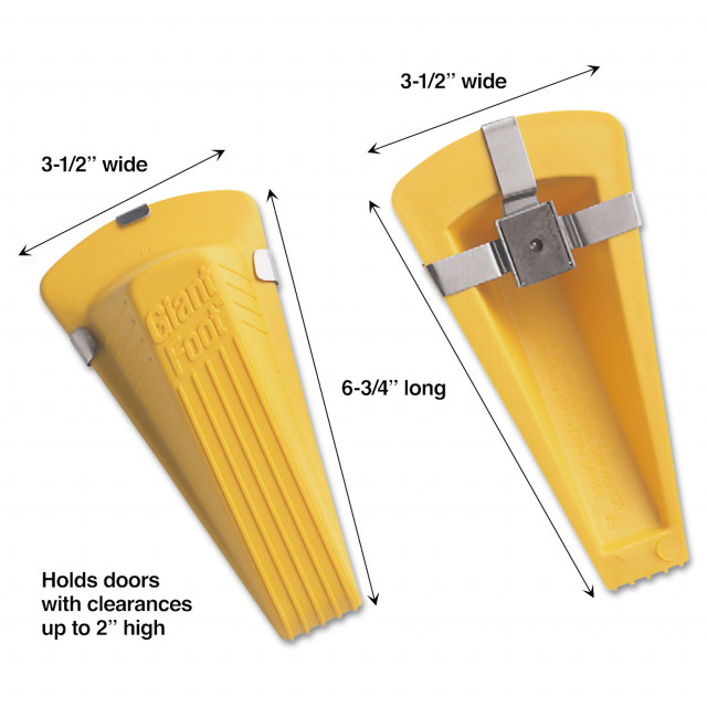 Giant Foot Magnetic Doorstop, No-Slip Rubber Wedge, 3.5w x 6.75d x 2h, Yellow Giant Foot Magnetic Doorstop, No-Slip Rubber Wedge, 3.5w x 6.75d x 2h, Yellow