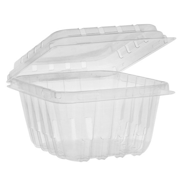 Pactiv PET Plastic Clamshell Food Container Clear, 1 pt., 516/Case