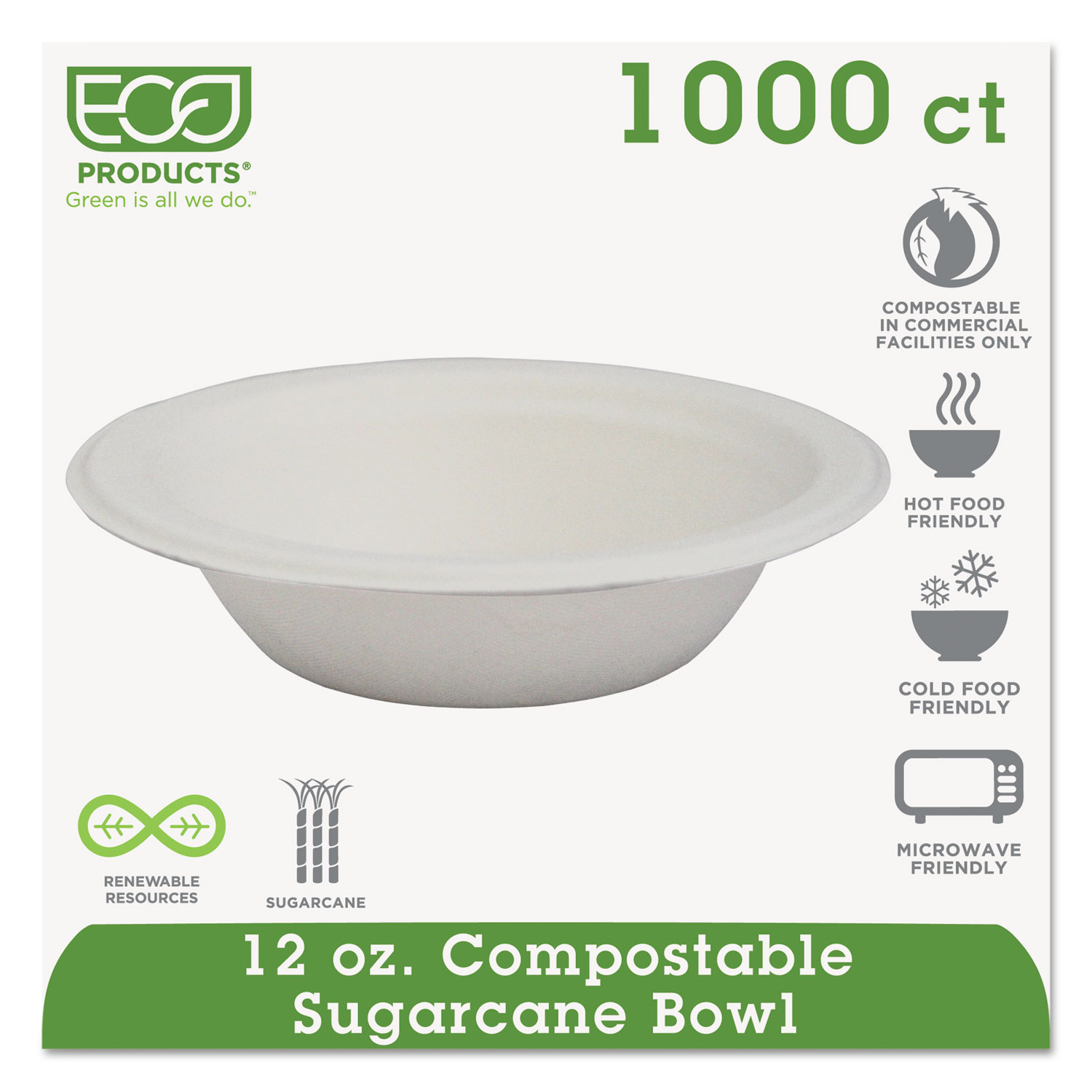 100% Compostable 12 oz. Heavy-Duty Paper Bowls [125 Pack] Eco-Friendly Disposable Sugarcane - Kraft