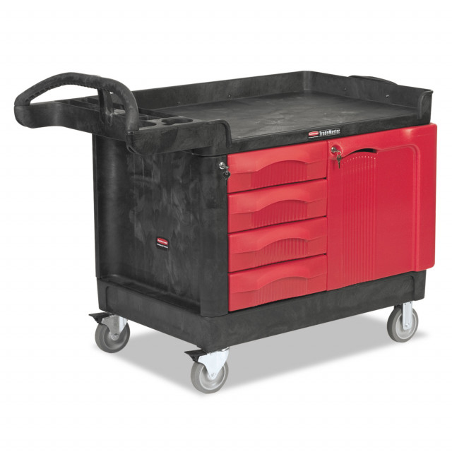 Rubbermaid 750 lb. Capacity Heavy-Duty 2-Shelf Utility Cart, TPR Casters,  26 in. x 55 in. x 33.25 in., Black