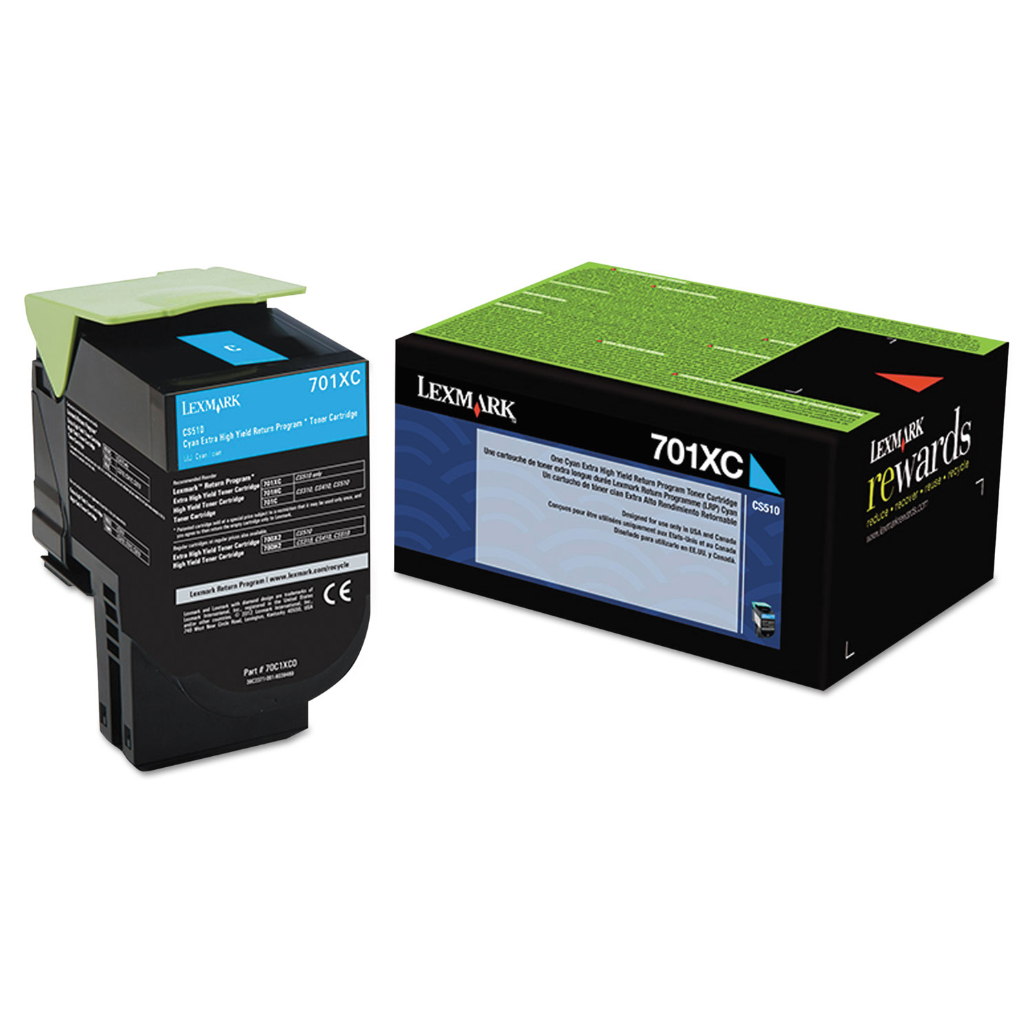 Lexmark™ 70C1XC0 Return Program Extra High-Yield Toner, 4,000 Page-Yield,  Cyan