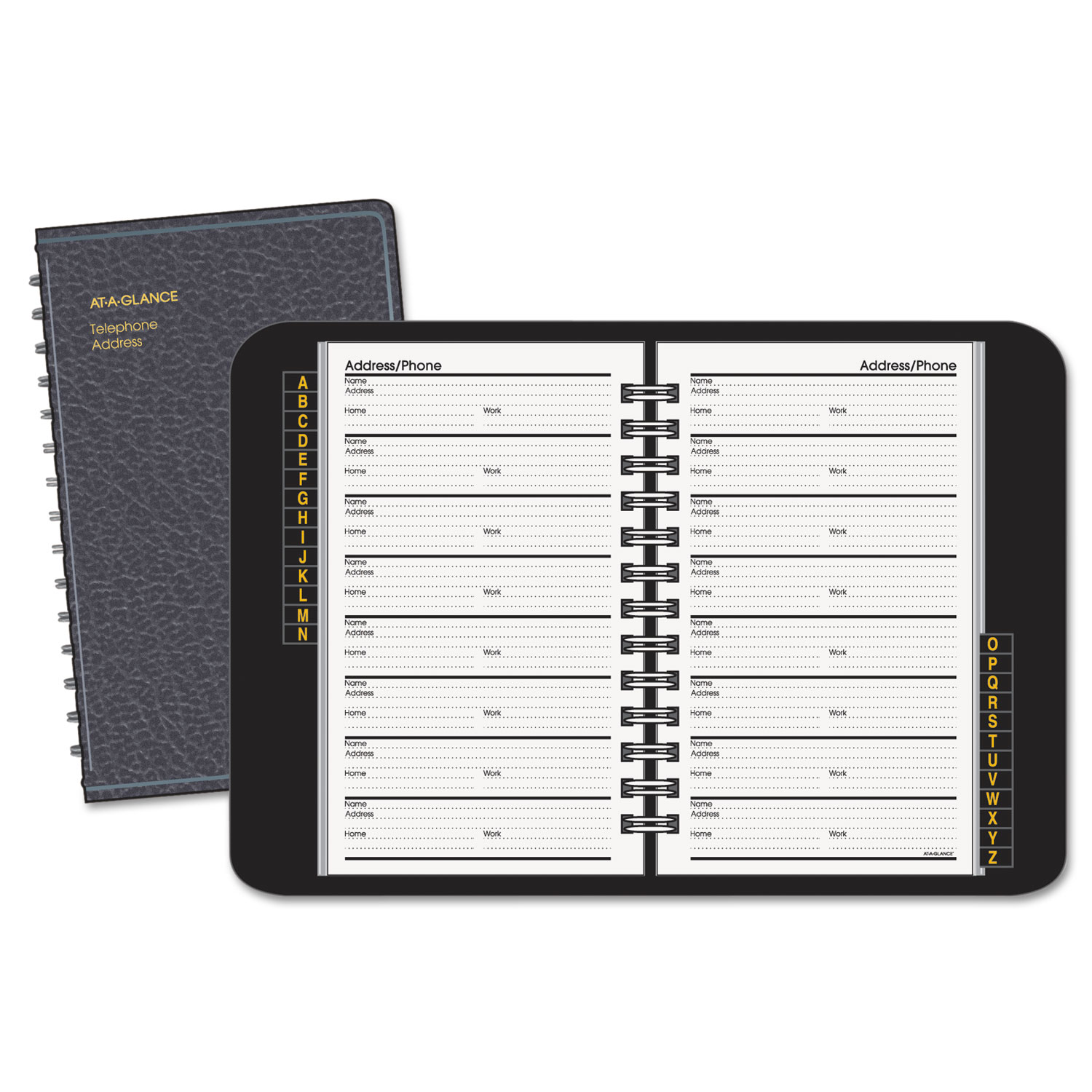 AT-A-GLANCE Telephone / Address Book, Large Print, 500 Entries, 8.38 x 5.38  Inches, Black (80LP1105,Small)