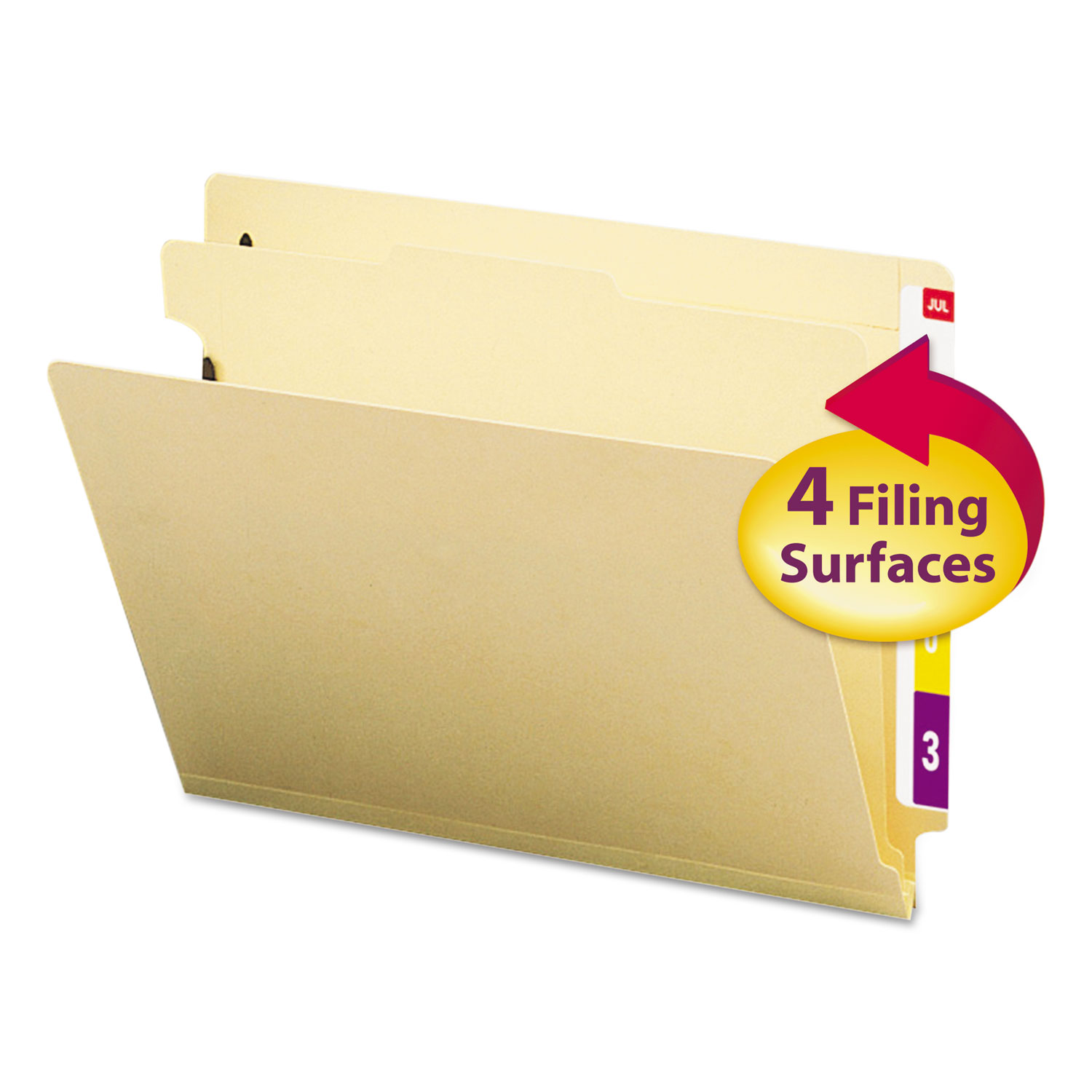 Smead™ File Backs with 2 Capacity Prong Fasteners, 1 Divider, 1 Fastener,  Letter Size, Manila, 100/Box