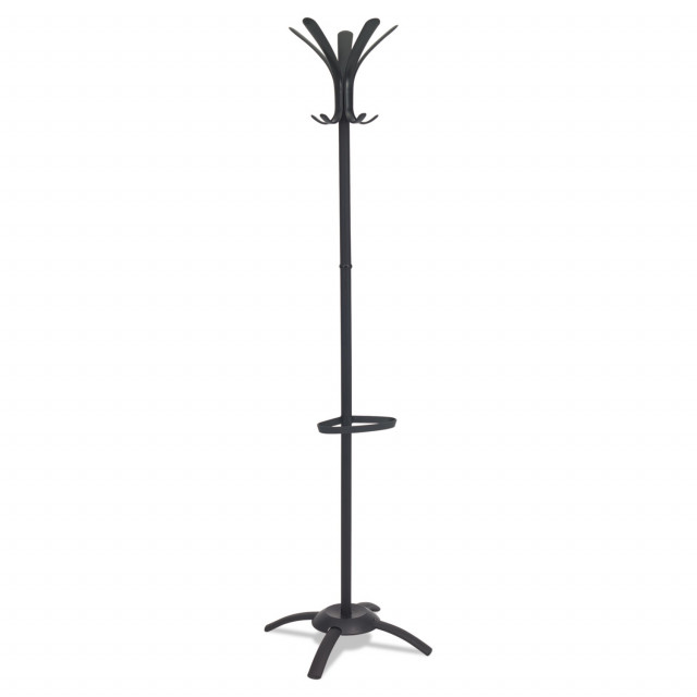 CLEO Coat Stand, Stand Alone Rack, Ten Knobs, Steel/Plastic, 19.75w x 19.75d x 68.9h, Black CLEO Coat Stand, Stand Alone Rack, Ten Knobs, Steel/Plastic, 19.75w x 19.75d x 68.9h, Black