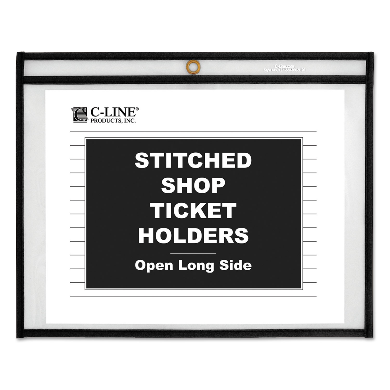 C-Line® Shop Ticket Holders, Stitched, Both Sides Clear, 75 Sheets, 12 x 9,  25/Box Quipply