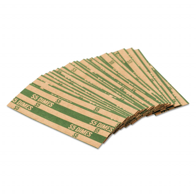 Flat Coin Wrappers, Dimes, $5, 1000 Wrappers/Box Flat Coin Wrappers, Dimes, $5, 1000 Wrappers/Box