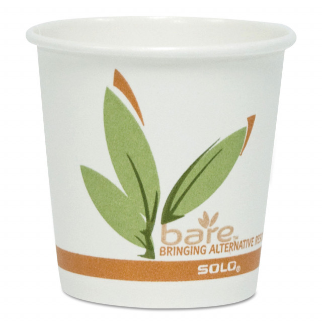 Dart® Bare Eco-Forward RPET Cold Cups, 10 oz, Leaf Design, Clear/Green/ Orange, Individually Wrapped, 500/Carton