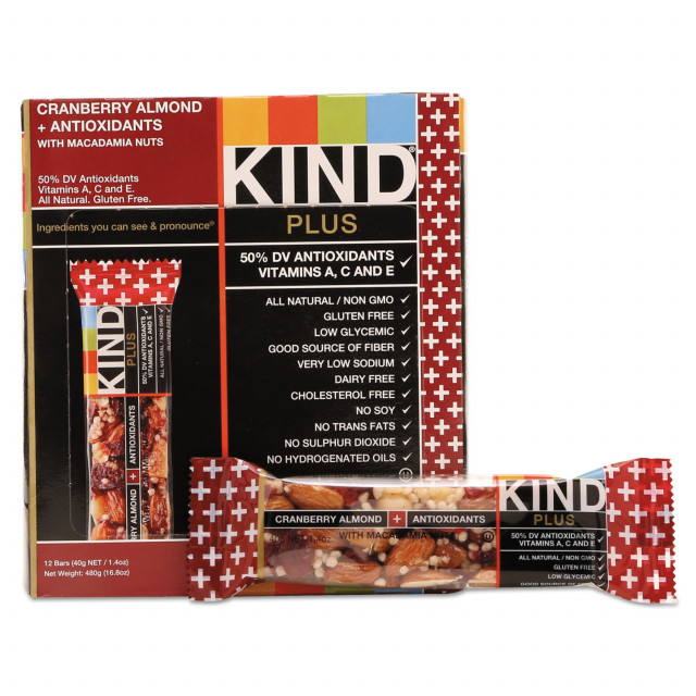 Plus Nutrition Boost Bar, Dk ChocolateCherryCashew/Antioxidants, 1.4 oz, 12/Box