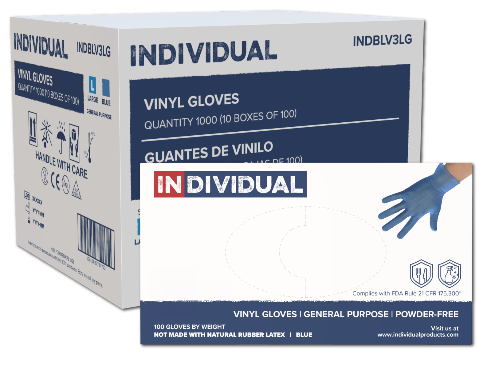 Scatola 100 Guanti Polyco Shield GD19 Esame Nitrile Blu Senza Polvere M
