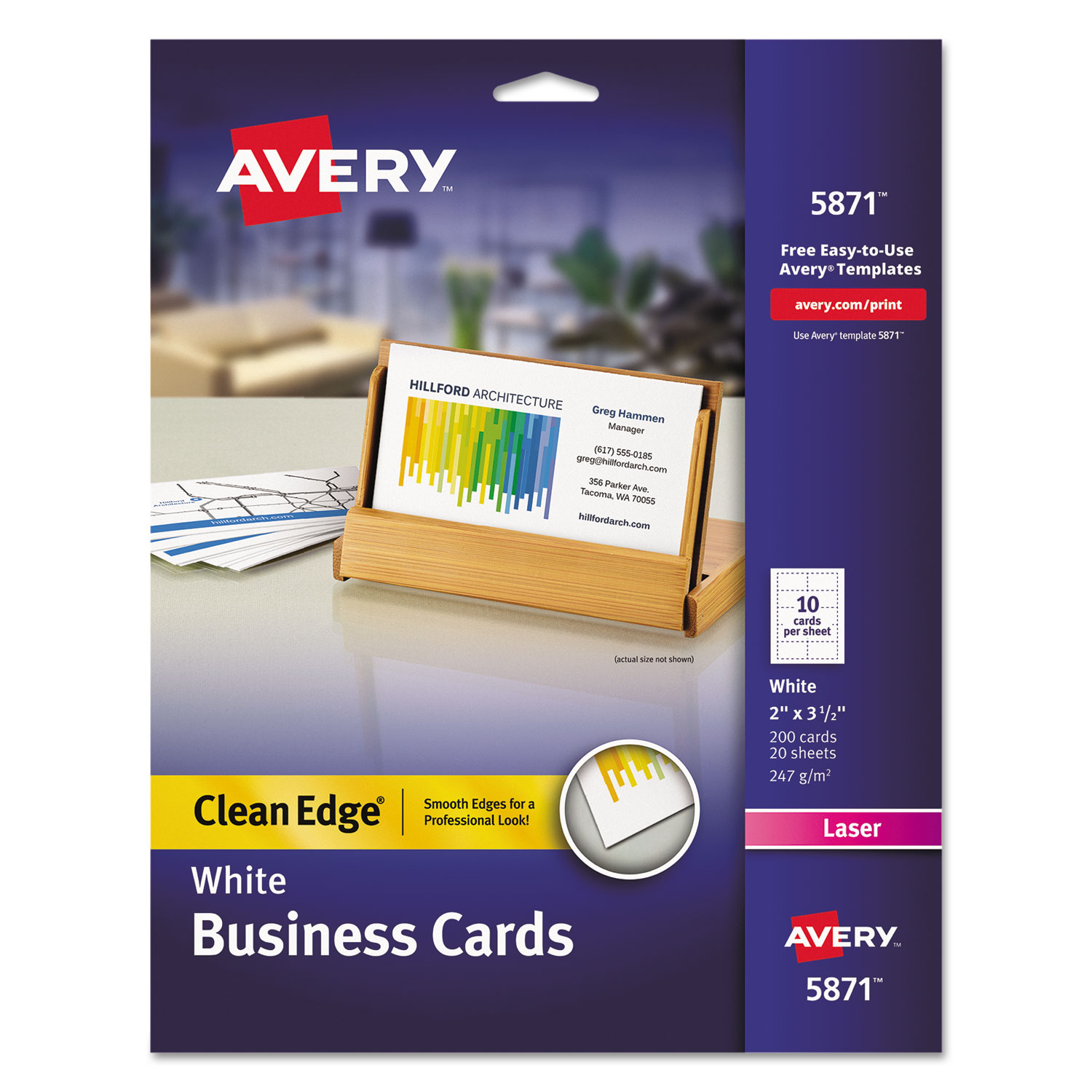 Carte de visite laser Avery Quick and Clean C32016-25 x 54 mm 220