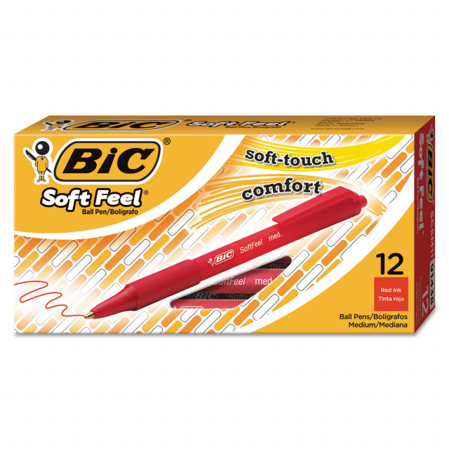 BIC Round Stic Grip Xtra Comfort Ballpoint Pens Medium Point 1.2 mm Gray  Barrel Black Ink Pack Of 12 Pens - Office Depot