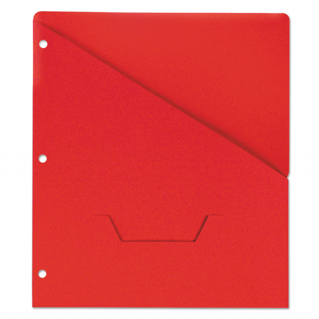 Universal® Slash-Cut Pockets for Three-Ring Binders, Jacket, Letter, 11  Pt., Red, 10/Pack