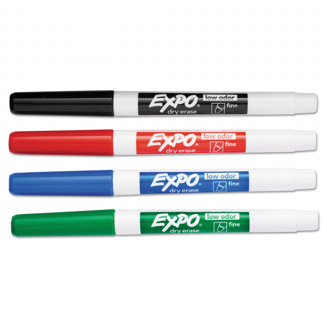 Dry-Erase Markers: Fine-Tip - Assorted Colors - Set of 96