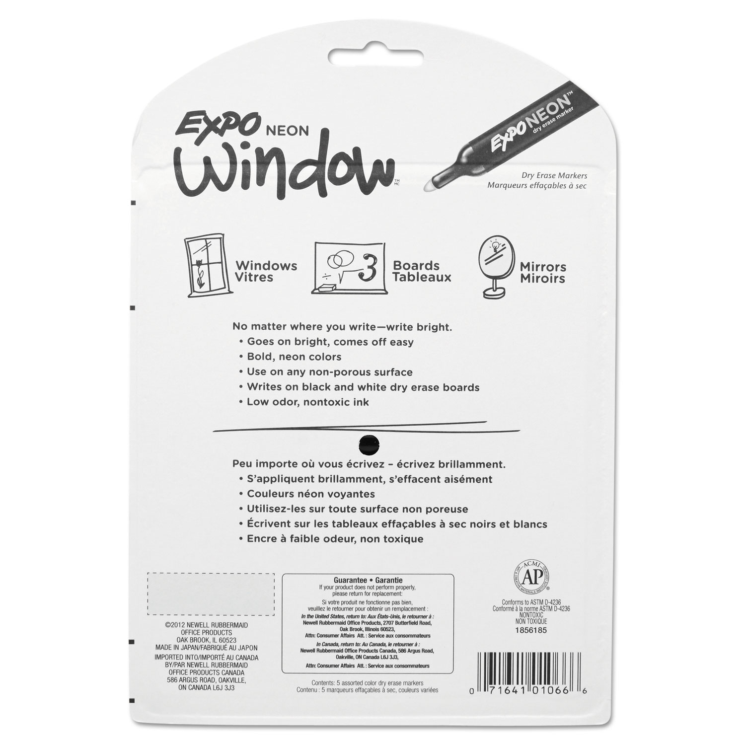 5- Expo NEON WINDOW Low Odor DRY ERASE BOLD BULLET tip marker 1752226  blacklight