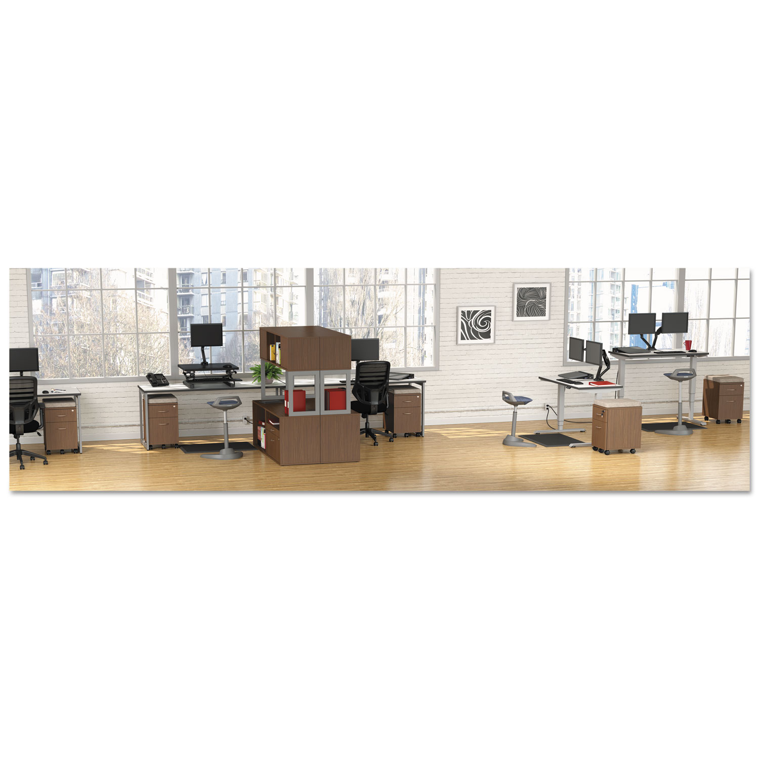 Alera® Alera Open Office Desk Series Hutch, 59w x 15d x , Modern  Walnut | Quipply