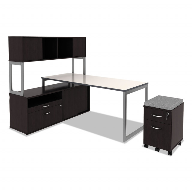 Alera Open Office Desk Series Low File Cabinet Credenza, 2-Drawer: Pencil/File,Legal/Letter,1 Shelf,Espresso,29.5x19.13x22.88