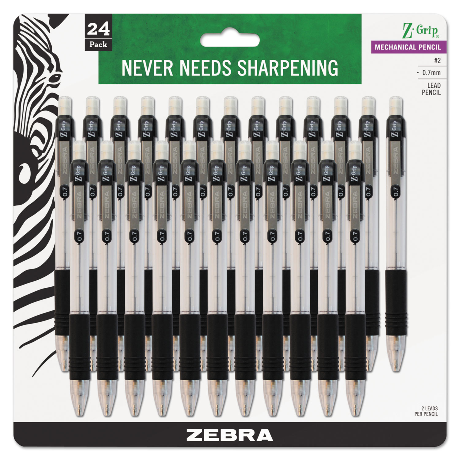Zebra Black Mechanical Pencil Adjustable Removable Mighty Grip P