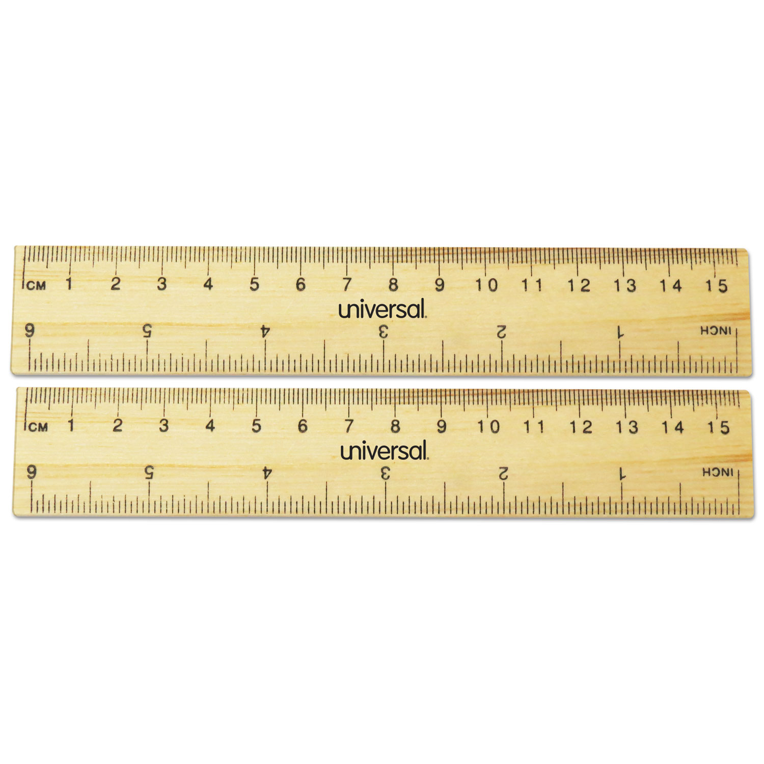 Universal® Flat Wood Ruler, Standard/Metric, 6