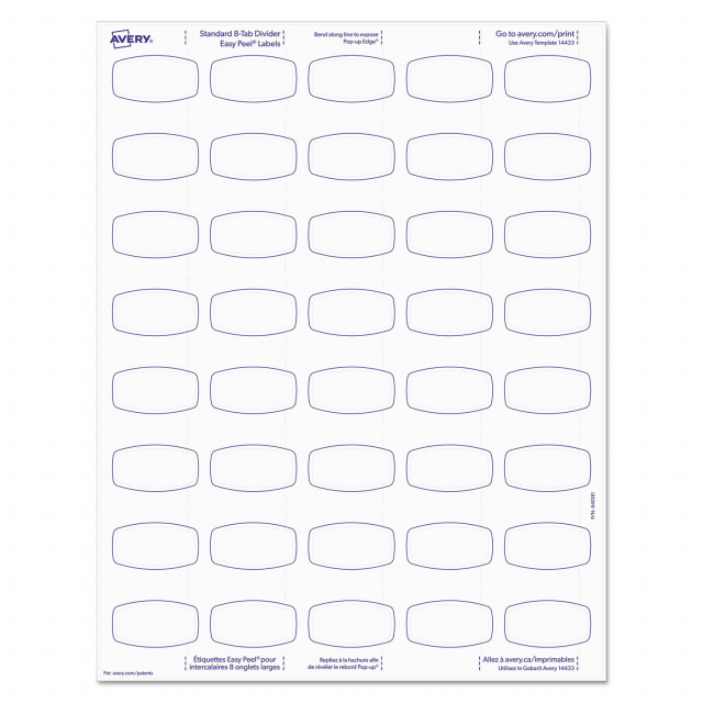 Avery Big Tab Printable Large White Label Dividers with Easy Peel