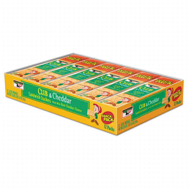 Sandwich Cracker, Club and Cheddar, 8 Cracker Snack Pack, 12/Box Sandwich Cracker, Club and Cheddar, 8 Cracker Snack Pack, 12/Box