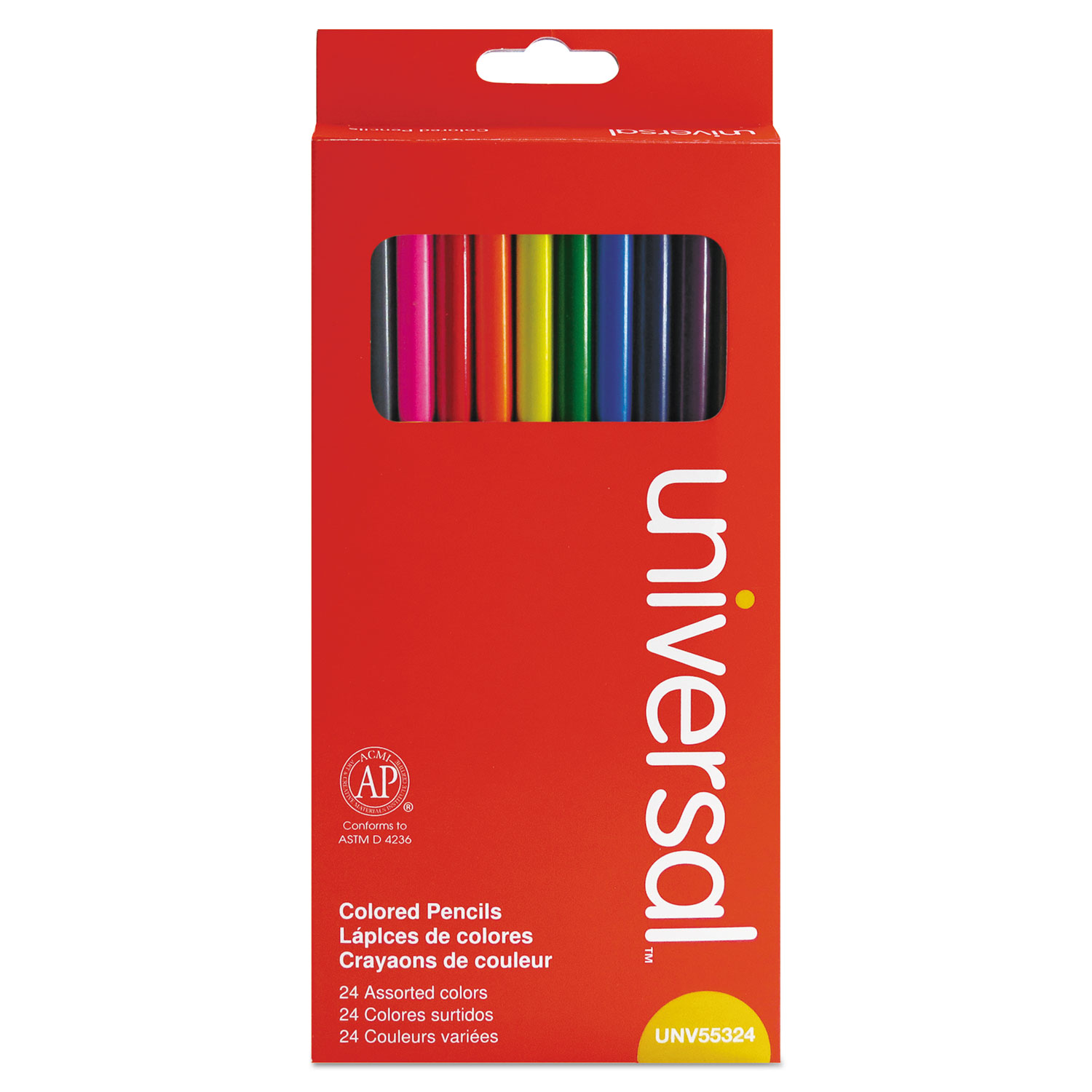 Universal™ Woodcase Colored Pencils, 3 mm, Assorted Lead/Barrel